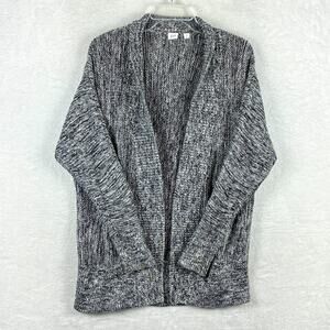 Gap Cardigan Sweater Womens M Black White Chunky Knit Cottage Lagenlook Cabin